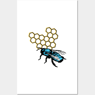 Cute Blue HoneyBee Bee Lover Beekeeper Blue Gifts Posters and Art